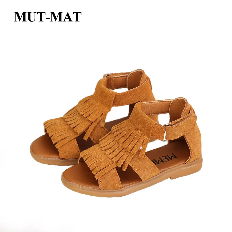 

Children cansual shoes Summer new Geniune leather girls sandals children tassel princess shoes baby Soft cowhide shoes