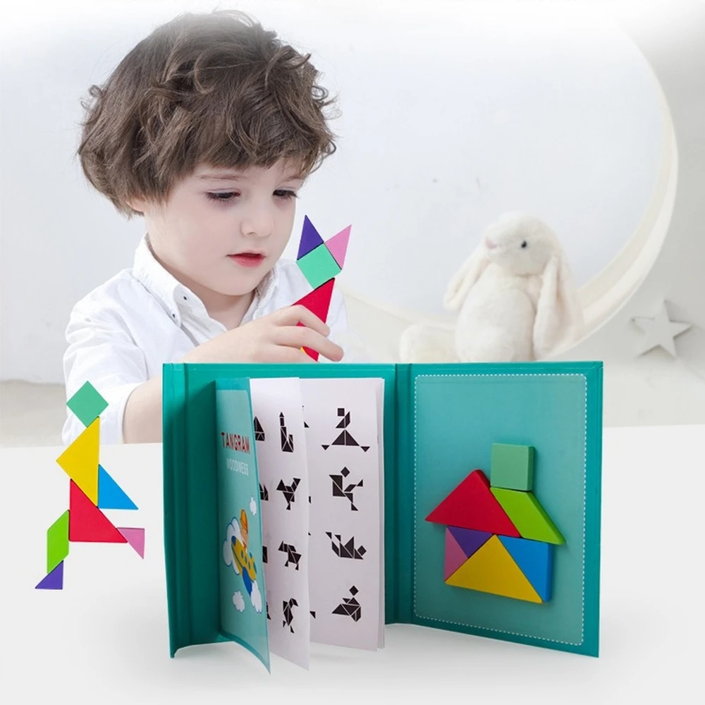 

New Magnetic 3D Puzzle Jigsaw Tangram Game Montessori Learning Educational Drawing Board Games Toy Gift for Children Brain Tease