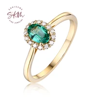 skm emerald engagement ring diamond wedding band vintage women antique oval cut bridal set delicate promise anniversary