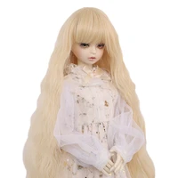 aidolla bjd doll wig long curly bangs doll hair noodle roll wavy wig high temperature wire girl doll accessories for 13 bjd