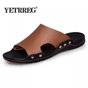 Мужские летние Слиперы на плоской подошве, дышащие пляжные слиперы, шлепанцы из спилка, размеры 38-48, 2019