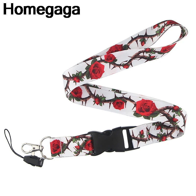 Homegaga винтажная роза Lanyards id Держатели для телефонов ожерелье аксессуар для ключей шеи ремни нагрудные опознавательные Значки для идентификации владельцев тесьма D2334