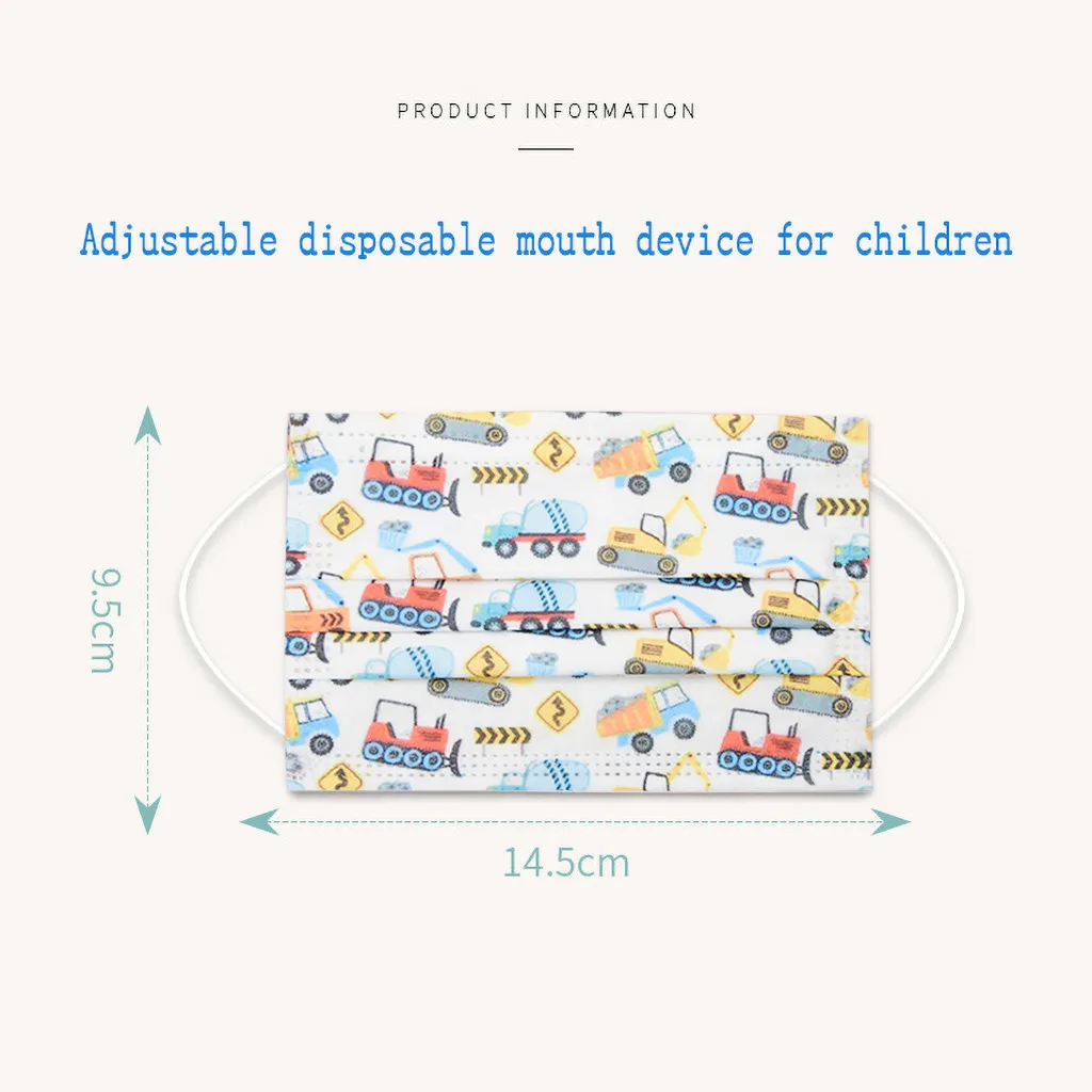 

50pcs Children's Disposable 3 Layer Cartoon Car Boy Girl Child Filter Hygiene Earloop Face Mouth Mask Kids Mask