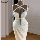 Женское коктейльное платье-русалка, длинное белое платье для выпускного вечера, размера плюс