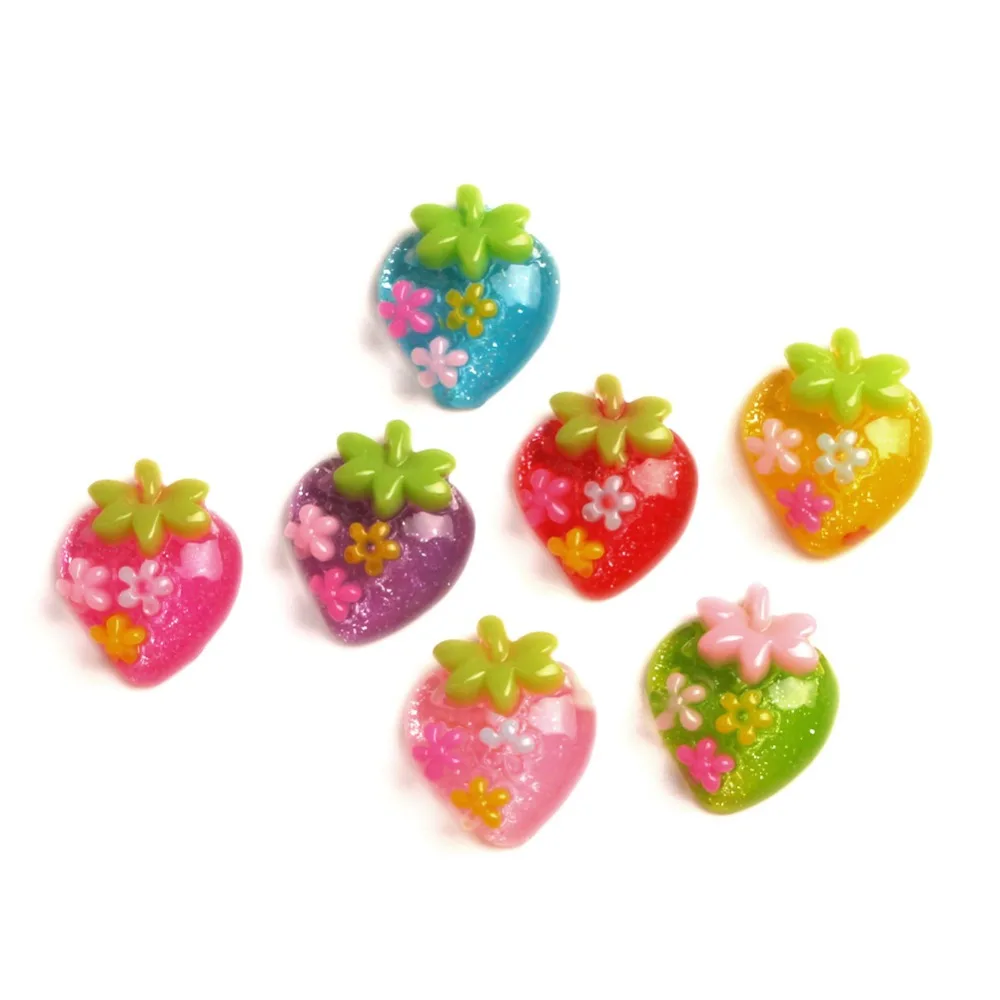 

50pcs 15x18mmResin Strawberry Flatback Cabochon Jewelry Findings Scrapbooking For Jewelry Making Charms Pendants Accessories Diy