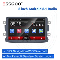 essgoo 2 din car radio android 8 1 for renault sandero duster logan 8 inch autoradio stereo multimedia player gps navigation