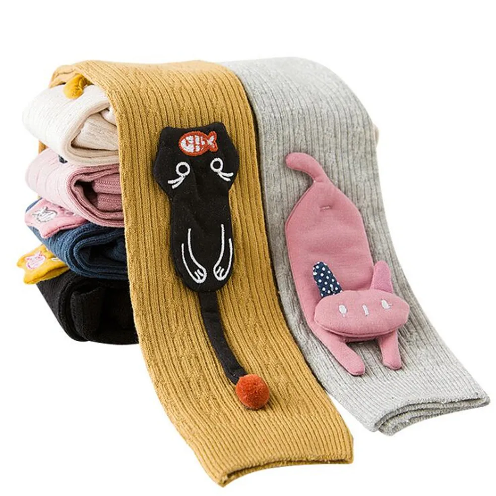 Леггинсы для девочек однотонные облегающие штаны с рисунком Детские Зимние