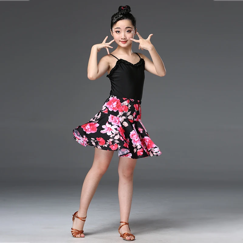 Новинка 2020 детское платье для латиноамериканских танцев юбка с принтом на лямках