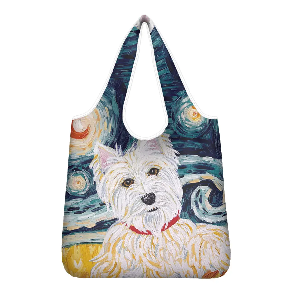 

Портативная сумка для покупок Westie West Highland Terrier, экологически чистая многоразовая складная сумка для покупок, сумка через плечо для продукто...