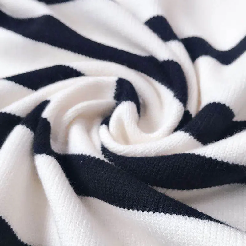 

2020 New Autumn Winter Turtleneck Knitted Sweater Women Casual Rivets Striped Pullovers Sweater Female Office Lady