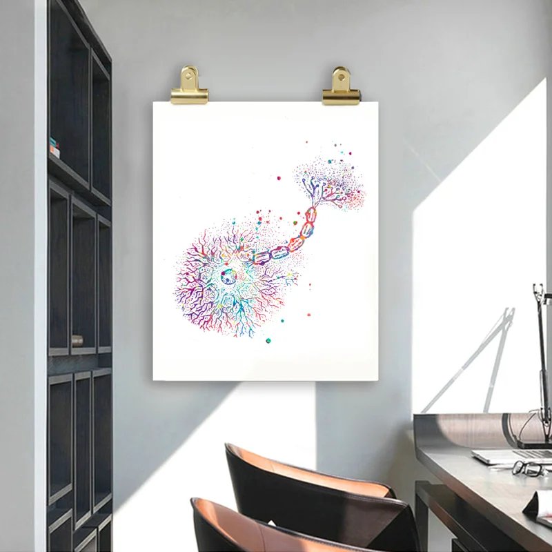 Настенная живопись на холсте нейроны акварель нейрология художественные