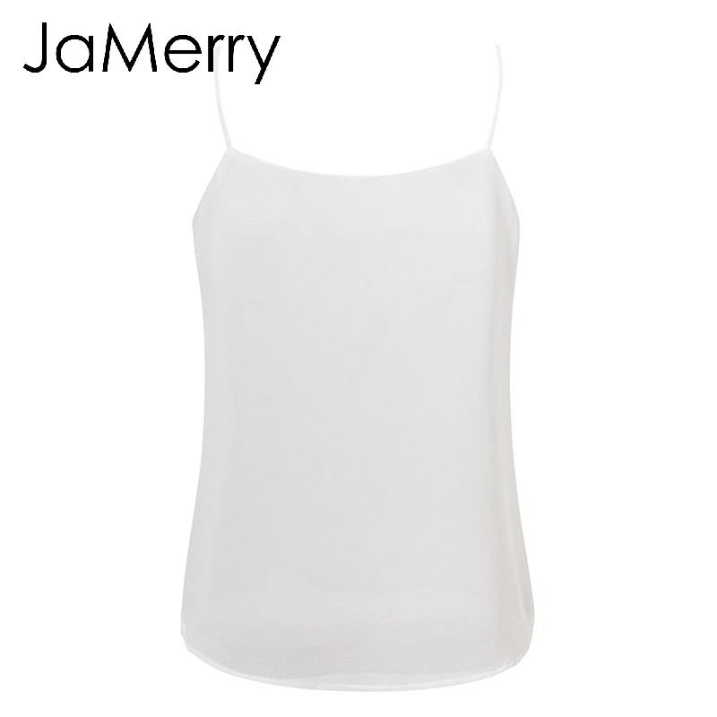 JaMerry, сексуальные шифоновые кружевные женские топы на бретельках с вышивкой, женские топы на бретельках с v-образным вырезом, однотонные белые летние женские топы