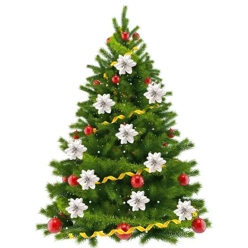 20 шт. самодельные Цветы блестящие рождественские искусственные цветы голова