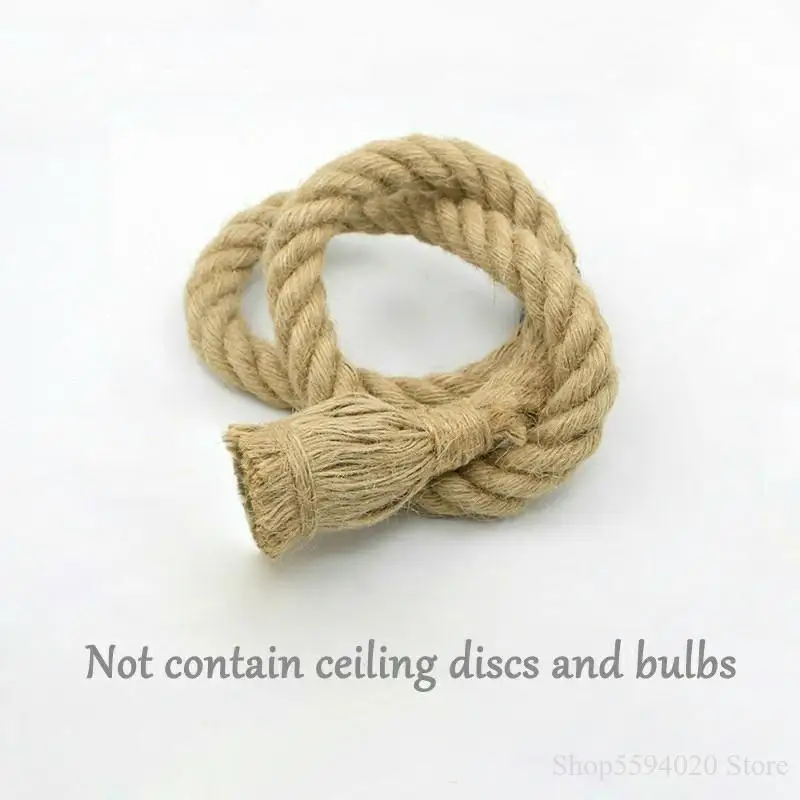 Винтажные подвесные светильники из пеньковой веревки потолочные в стиле ретро