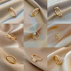 Женское Винтажное кольцо с жемчугом, простое металлическое Открытое кольцо из циркония, 2021
