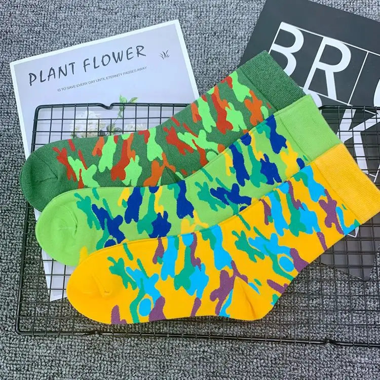 Размер для взрослых модные хлопковые носки до середины икры камуфляжный рисунок