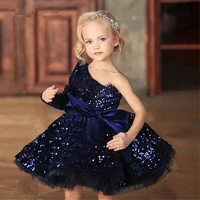 johnny luxurious flower girl dress sequined one shoulder sleeve prom party dress princess birthday robe beauty first communion