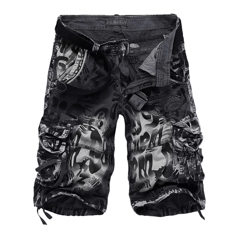 

2021 Summer New Large Size 29-42 Loose For Men's Military Cargo Beach Shorts Army Camouflage Short Trouers