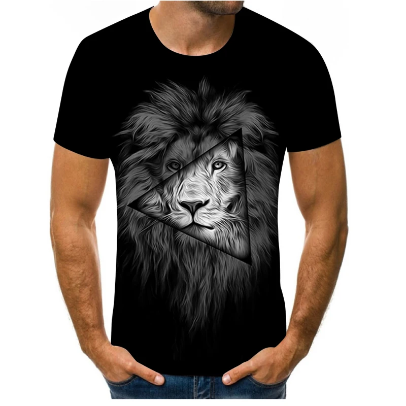 

New breathable 3D printed T-shirt Lion series Harajuku handsome T-shirt fashion hot oversized top men's trend 2021 summer
