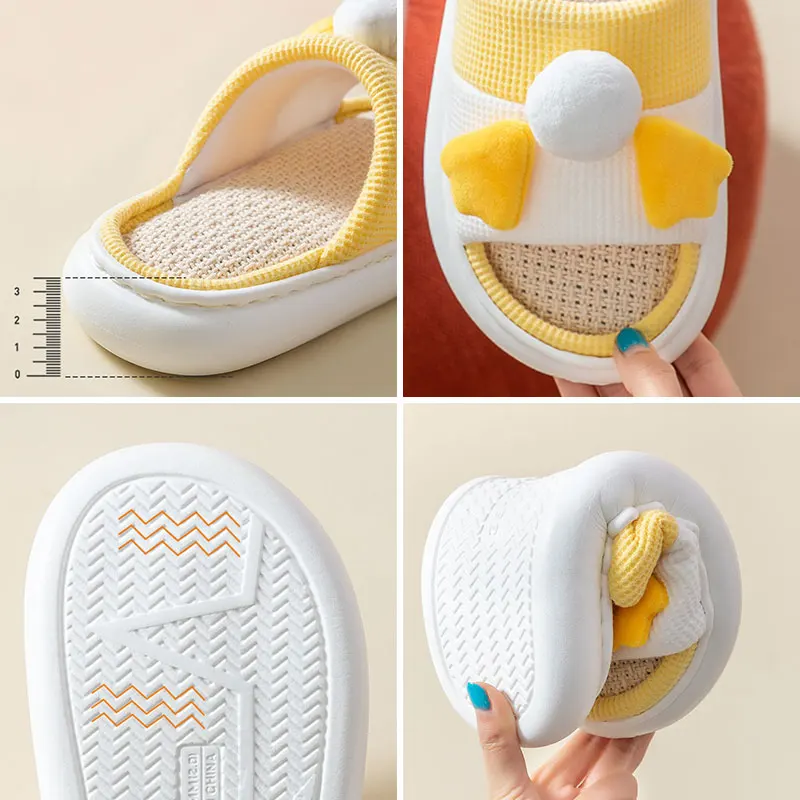 Домашние тапочки Mo Dou для мужчин и женщин хлопок конопля толстая подошва мягкие