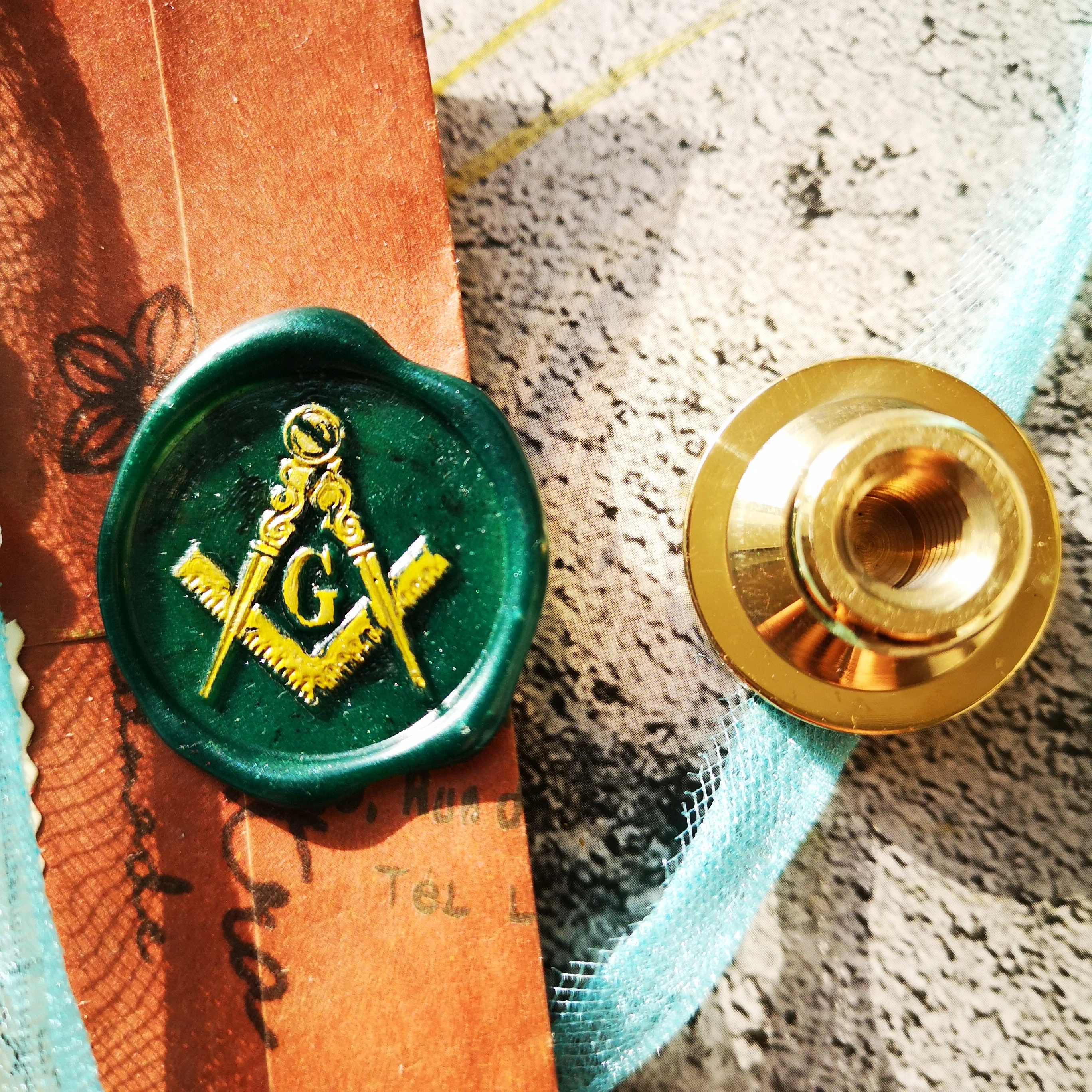New Free-Mason Free and Accepted Masons logo The Mason's Symbo Compasses trisquare Letter G wax seal stamp sealing | Дом и сад