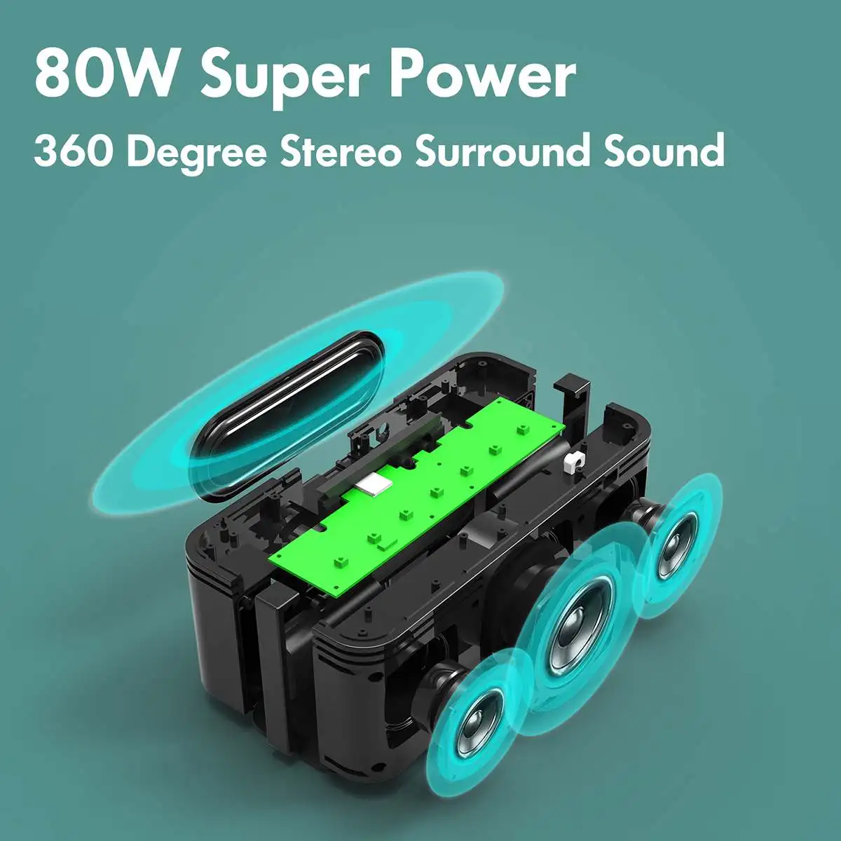INSMA S800 80W Portable Bluetooth Speaker With 2*20w Power Amplifiers and 40w Bass Speaker Can be used as a Power Bank 10400mAh
