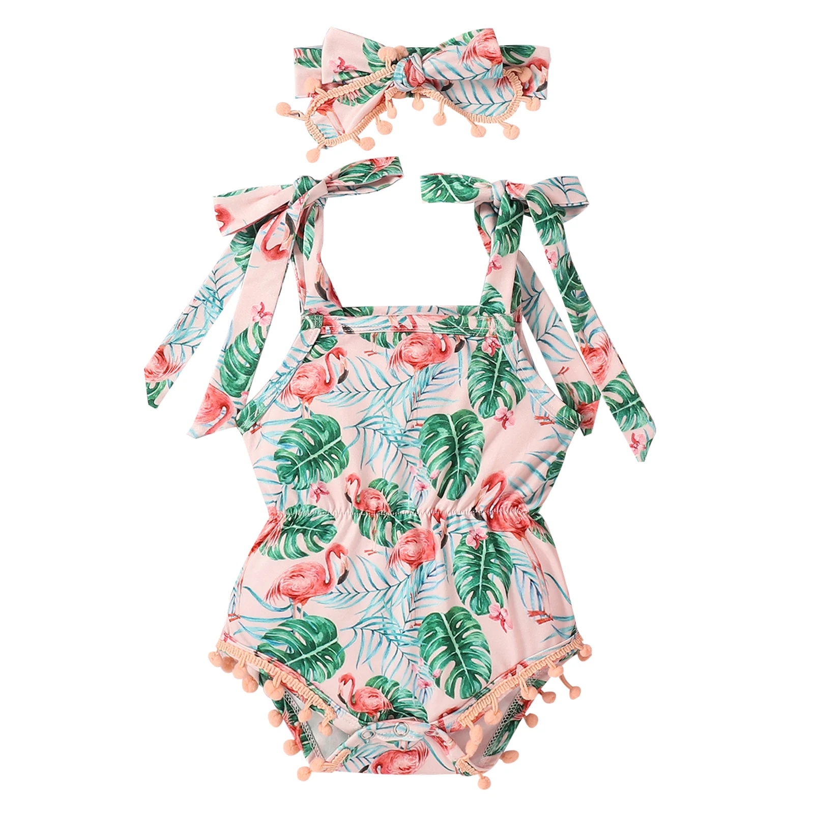 

Летние комплекты одежды для маленьких девочек, комбинезон без рукавов + повязка на голову, костюмы из 2 предметов с цветочным принтом, компле...