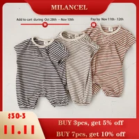 milancel 2021 summer new baby clothes striped toddler romper korean sleeveless infant jumpsuit
