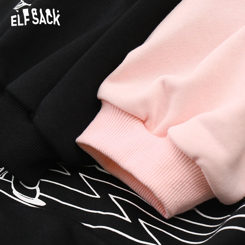 ELFSACK милый свитер с мультяшным принтом, женская одежда, осень, корейский стиль, большие размеры, женские пуловеры, уличная одежда, повседневные женские топы