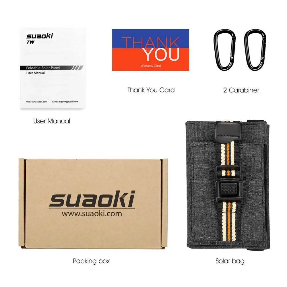 Suaoki Солнечная Панель зарядное устройство 7 Вт портативная складная солнечная