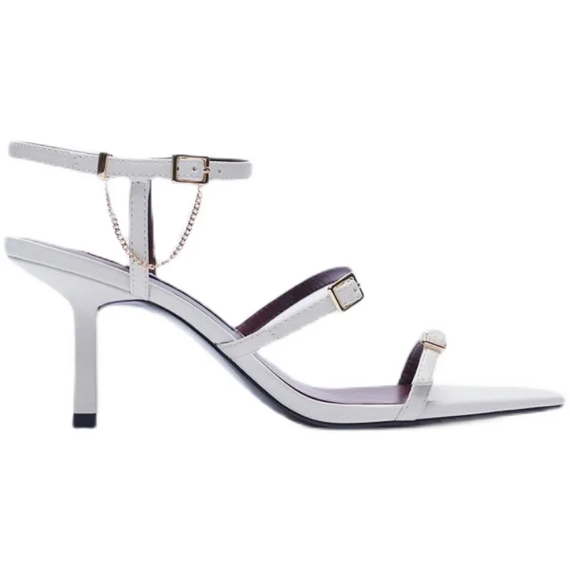 

High Heel Sandal for Women Shoes Lady 2021 Large Size Open Toe Suit Female Beige High-heeled Comfort New Big Girls Summer Fashio