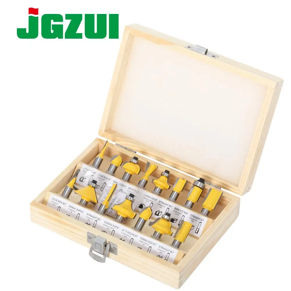 Набор фрез с хвостовиком 8 мм для деревообработки 15 шт.