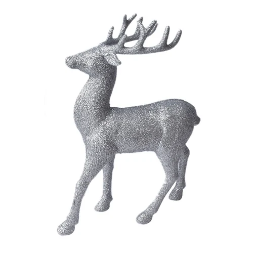 scene layout Christmas window decoration decoration plastic glitter Christmas deer ornaments home decoration props - Color: 3