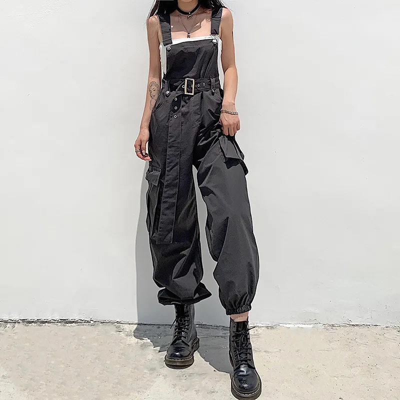 Fashion All-match high waist overalls Women's Spring Autumn new solid color loose thin hip-hop street casual pants trousers