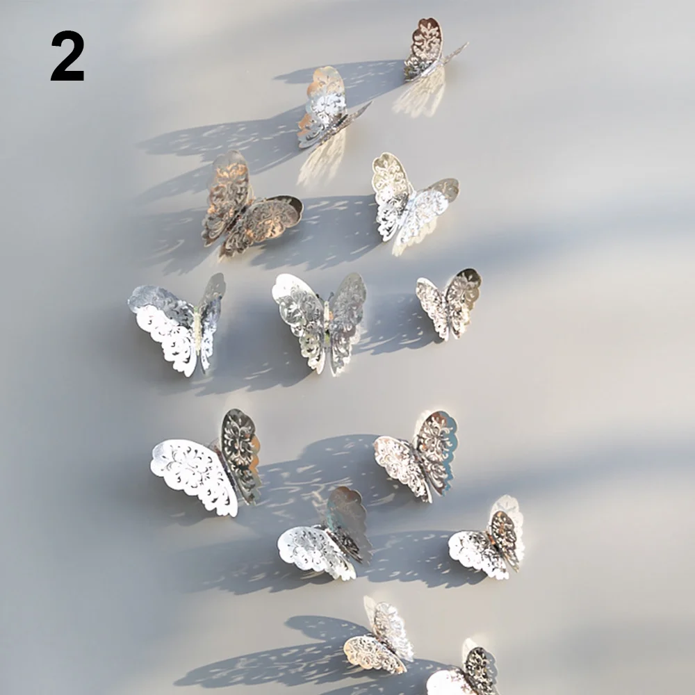 Настенные наклейки обои бабочки Форма дисплей окно золото серебро бумага 3D