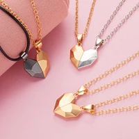 heart pendant necklace choker 2 pcs set magnetic couple necklace for lovers women lady men female boys girls male gift