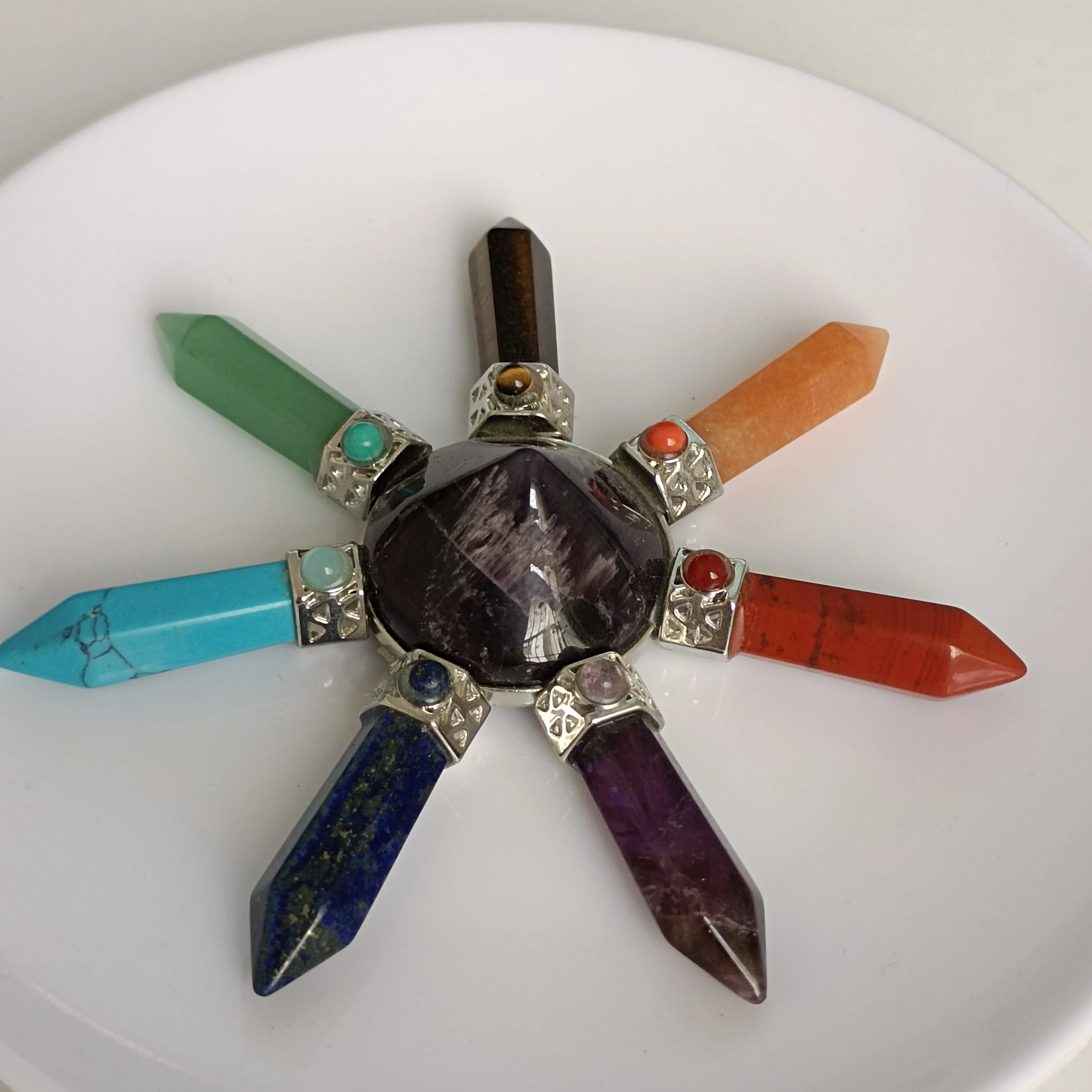 

1 шт. натуральные кристаллы чакра Аметист энергия семь чакр Исцеление ведро украшение подарки поделки