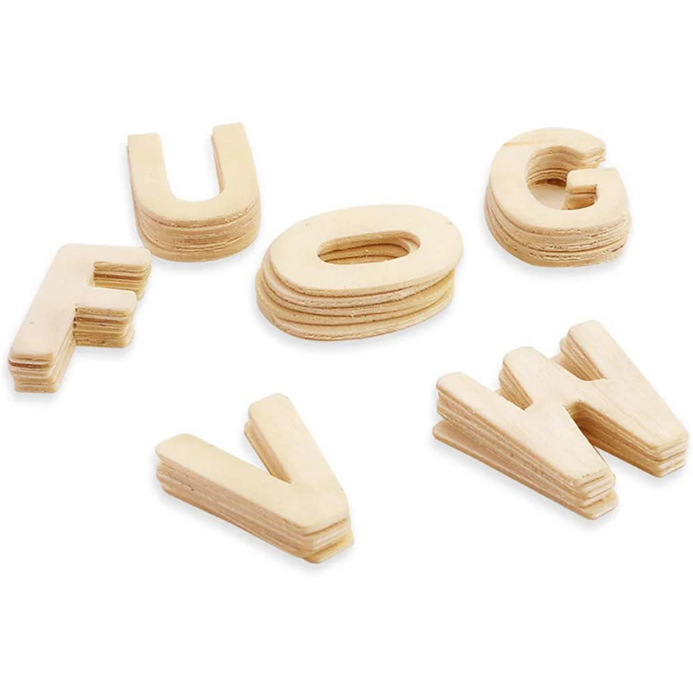 

156Pcs Unfinished Wooden Alphabet Letters Cardboard Scrapbook Craft Storage Tray