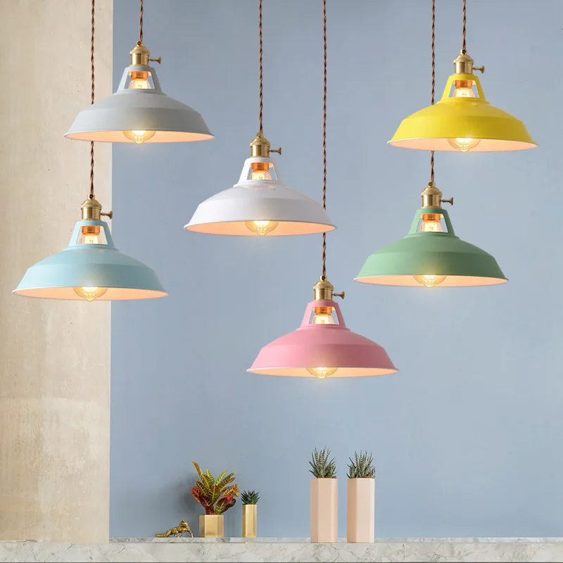 

Retro Industrial style Colorful Restaurant kitchen home lamp Pendant light Vintage Hanging Light lampshade Decorative lamps