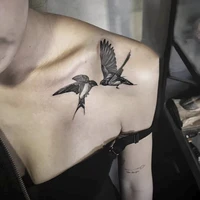 waterproof temporary tattoo sticker black swallow design body art fake tattoo flash tattoo clavicle female male