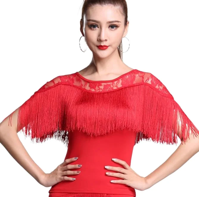 Шикарные Модные женские топы с длинным рукавом и кисточками пикантные красные