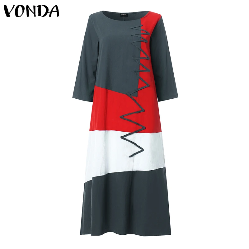 VONDA для женщин в винтажном стиле В мозаичном Платье богемном платья 2021 осень