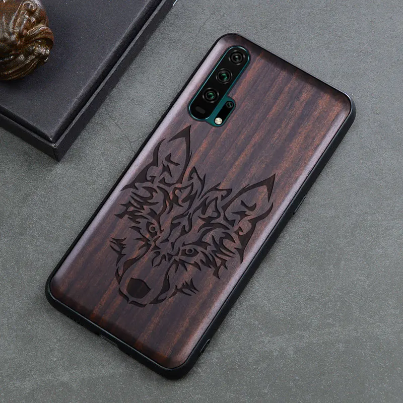 Роскошный чехол для Honor 20 Pro черный из эбенового дерева Huawei резной деревянный