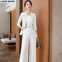women business suit fashion formal pant suits for office ladies solid pink white jacket and trousers formal 2 piece blazer sets