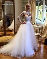2021 long sleeve mermaid wedding dress with detachable train overskirt bridal gowns sexy backless appliqued lace country style
