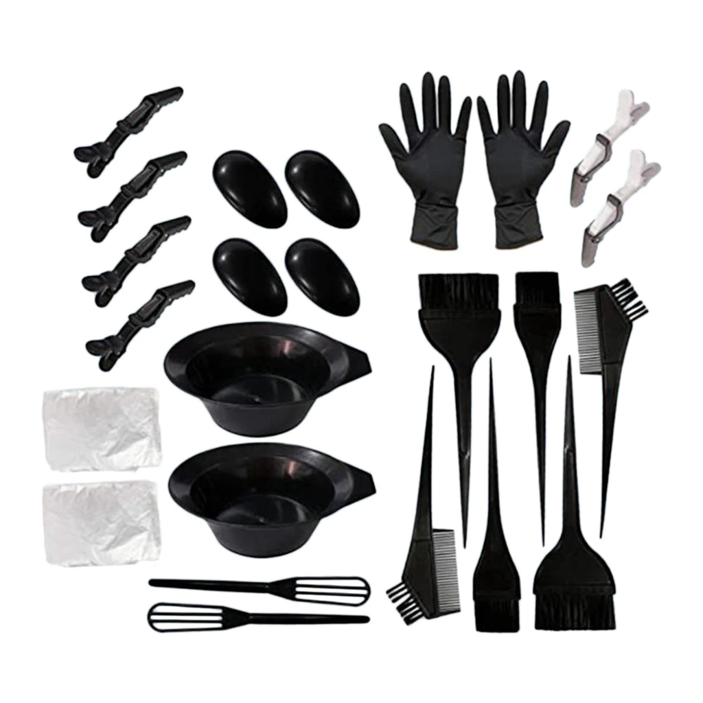 

Home Salon Hair Dyeing Cream Bowl Brush Comb Earcap Clips Dyeing Cape Kits