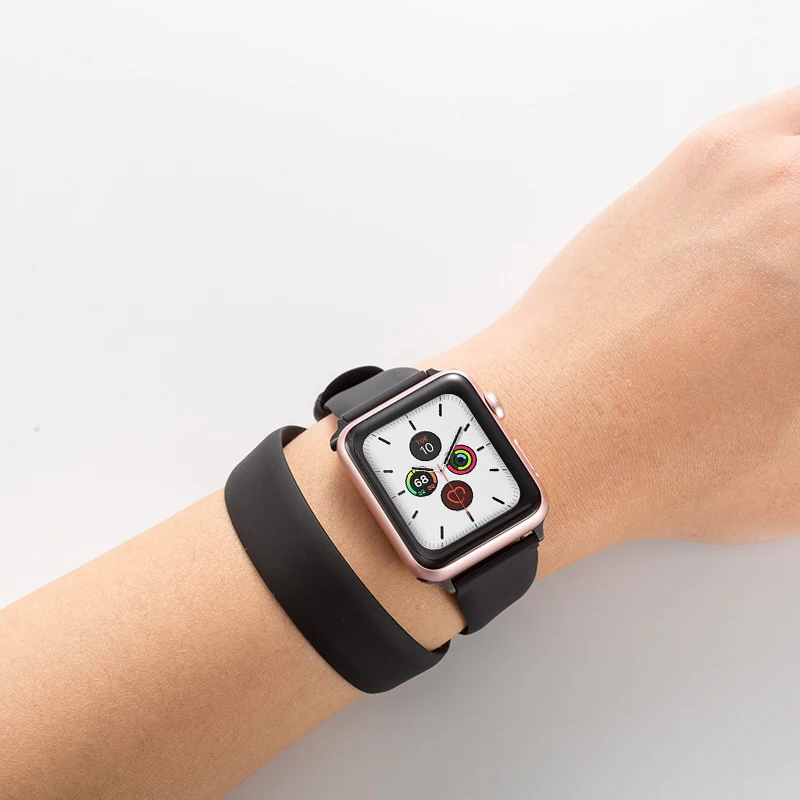Новый силиконовый двойной ремешок для часов Apple Watch series 5 4 44 мм 40 Sport correa iWatch 3 2 1 42 38