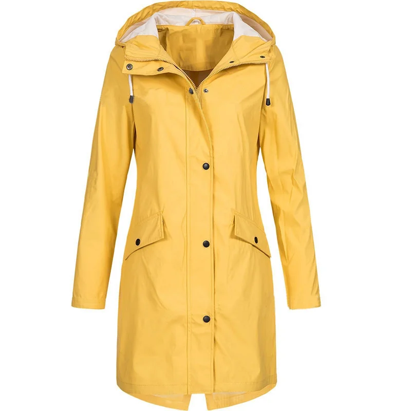 

New Yellow Windbreaker Coat Women Pink Black Top 2021 Spring Autumn Plus Size 5XL Outdoor Sports Casual Long Hooded Jacket GH159