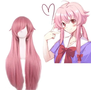 Ebingoo дневник будущего Yuno Gasai длиной 80 см розовый прямой женский термостойкий косплей костюм парик + трек + Кепка