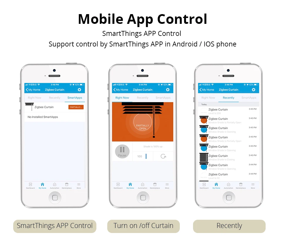 Zigbee роликовые жалюзи переключатель с мотором для 38 мм трубки SmartThings control Electirc слепой